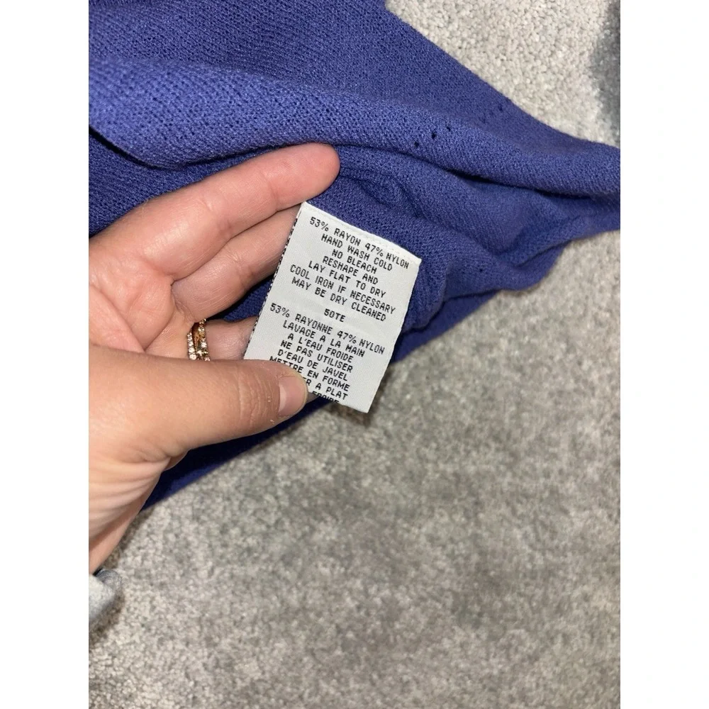 eileen fisher thin knit cardigan‎ blue nylon rayon Small Loose Fit Minimalist - Picture 7 of 8